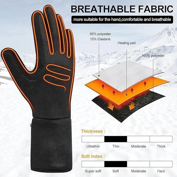Heated Glove Liners Rechargeable Adjustable Heat & Touchscreen