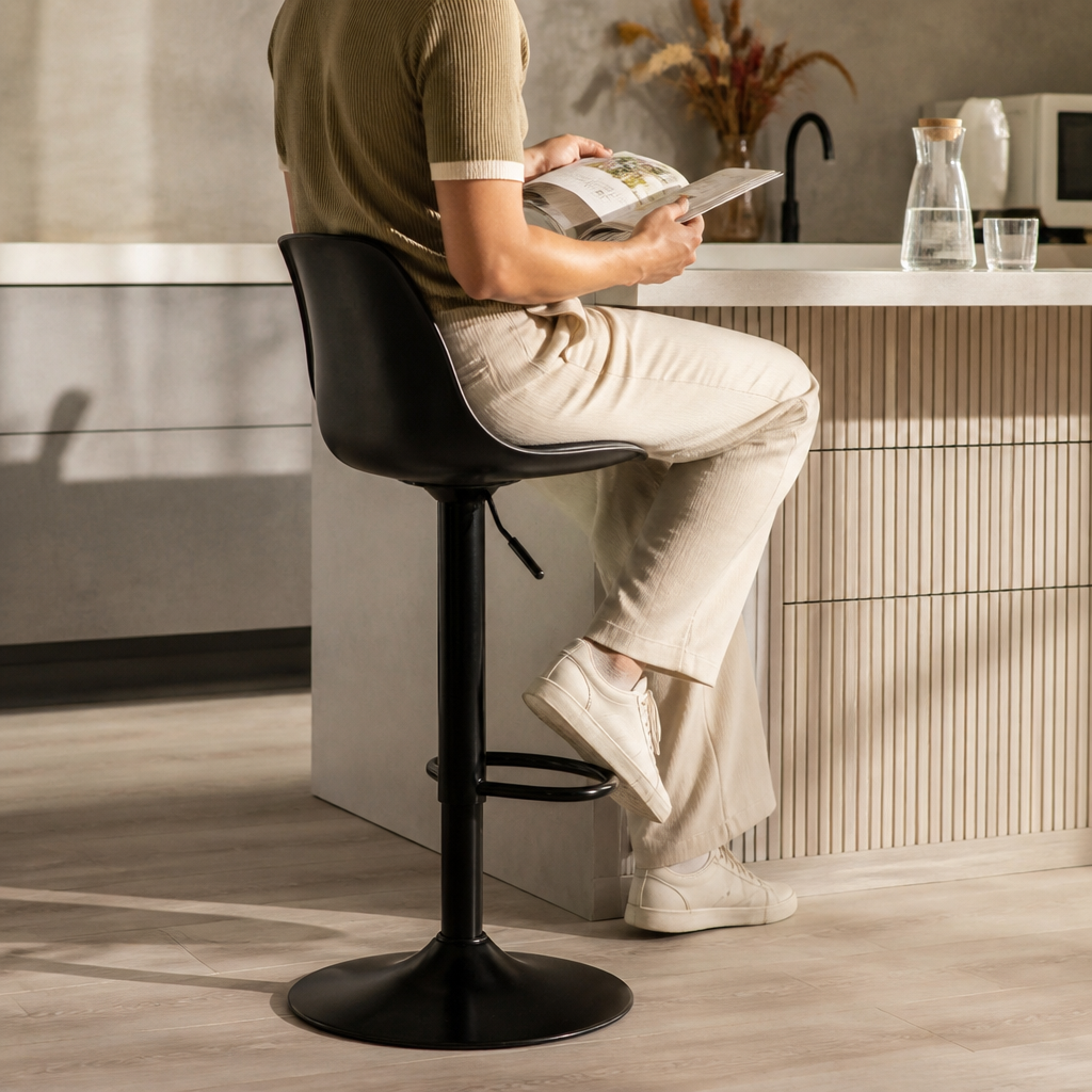 Height-Adjustable Contoured Shell Swivel Seat Bar Stool (90-120 cm)