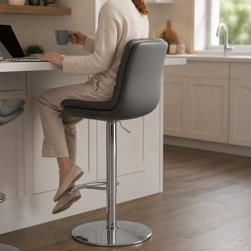 Height-Adjustable Ergonomic Padded Bar Stool (80-105 cm)