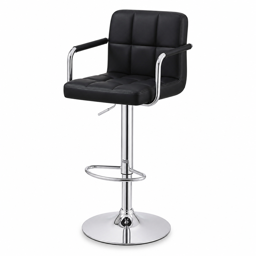 Height-Adjustable Padded Bar Stool With Footrest