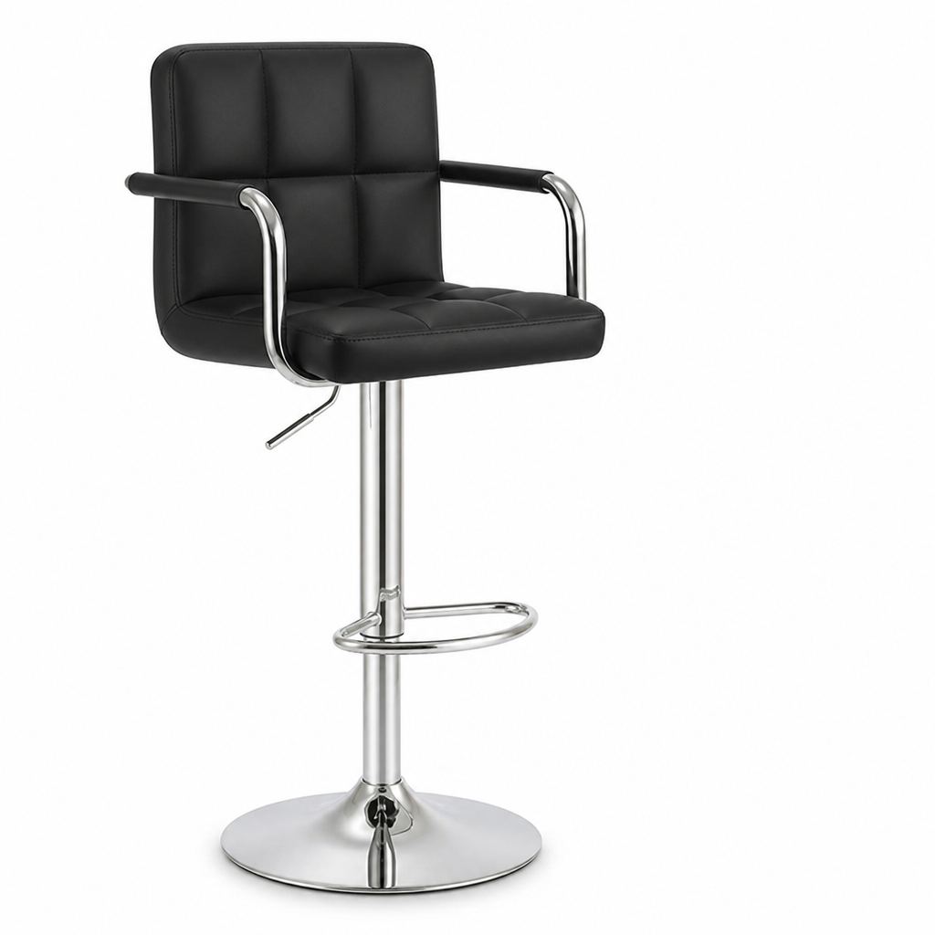 Height-Adjustable Padded Bar Stool With Footrest