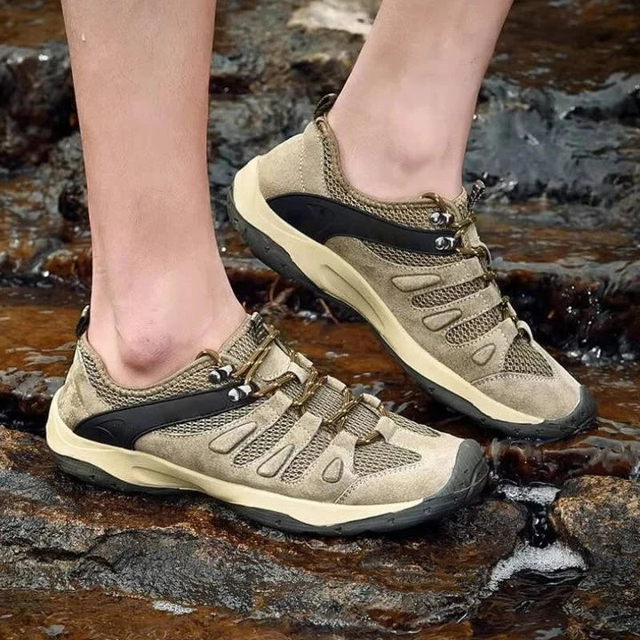 Hiking Shoes Leather & Mesh Traction Outsole Cushioned Insole