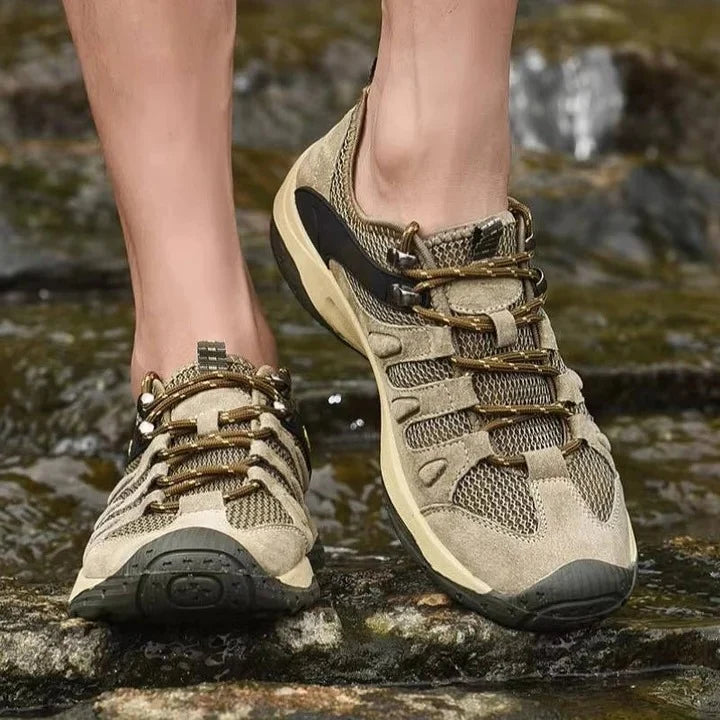 Hiking Shoes Leather & Mesh Traction Outsole Cushioned Insole