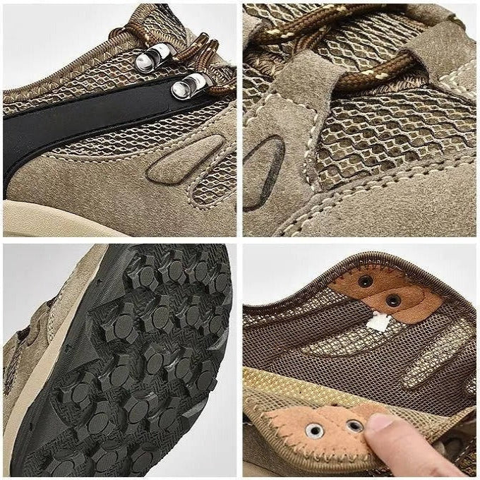 Hiking Shoes Leather & Mesh Traction Outsole Cushioned Insole