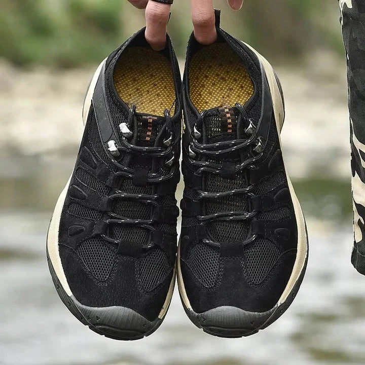 Hiking Shoes Waterproof Leather Mesh Deep Tread