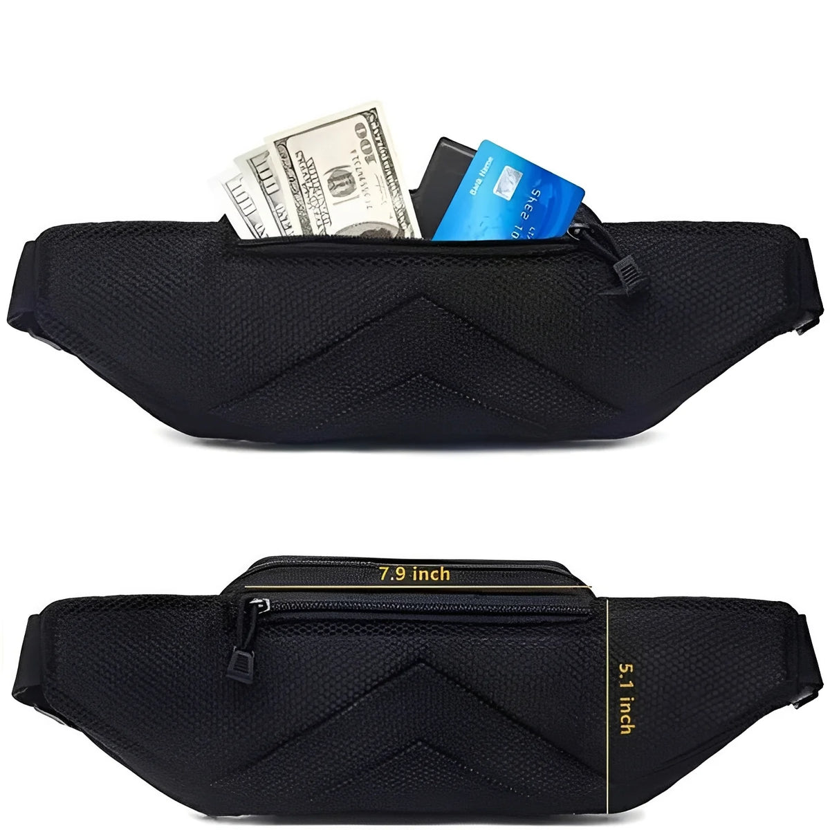 Hip Pack Water-Resistant Nylon Multiple Zippered Pockets