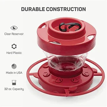 Hummingbird Feeder Leakproof Ant Moat & Perches 16oz Capacity