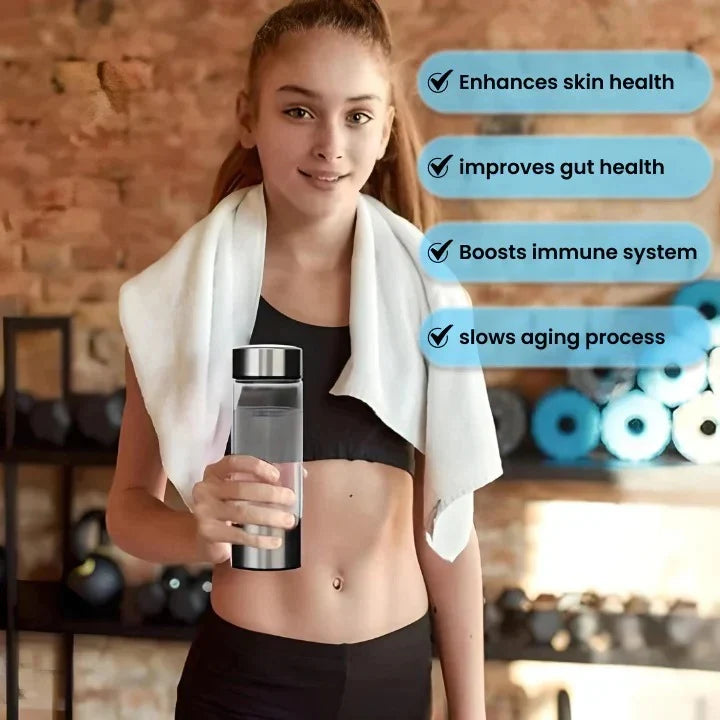 Hydrogen Water Bottle Electrolysis & Rechargeable 10 Oz