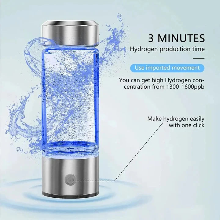 Hydrogen Water Bottle Electrolysis & Rechargeable 10 Oz