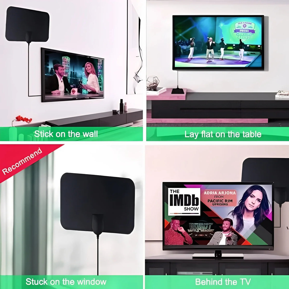 Indoor TV Antenna 50-Mile Range VHF & UHF Peel-And-Stick