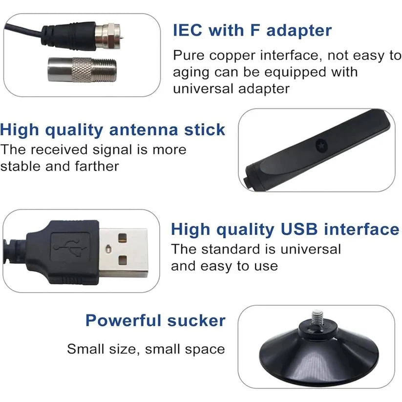 Indoor TV Antenna Amplified Flat Panel 16.4 Ft Cable