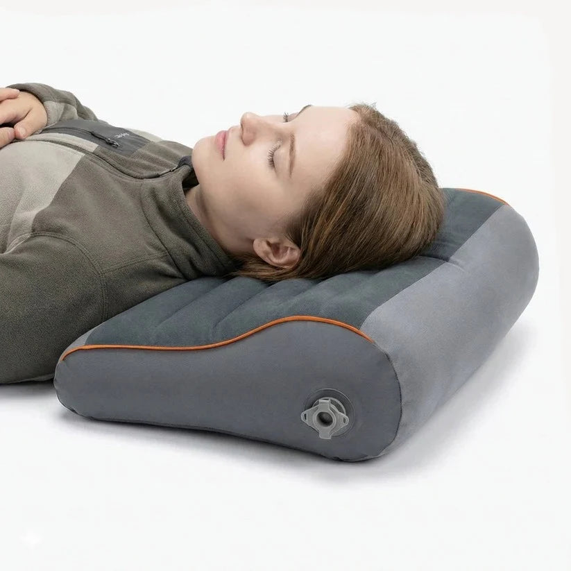 Inflatable Camping Pillow Adjustable Loft & Removable Velour Cover