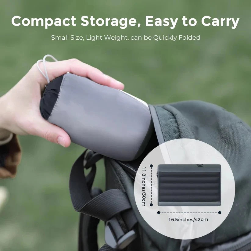 Inflatable Camping Pillow Adjustable Loft & Removable Velour Cover