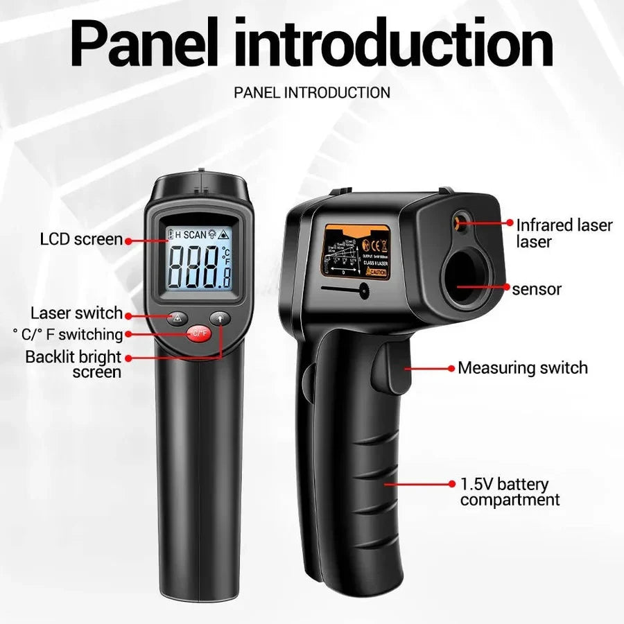 Infrared Thermometer Contactless Instant Read Backlit LCD