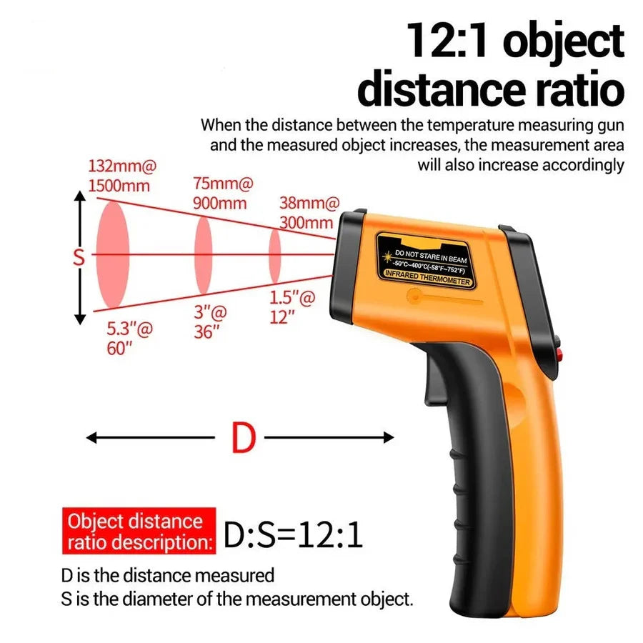 Infrared Thermometer Contactless Instant Read Backlit LCD