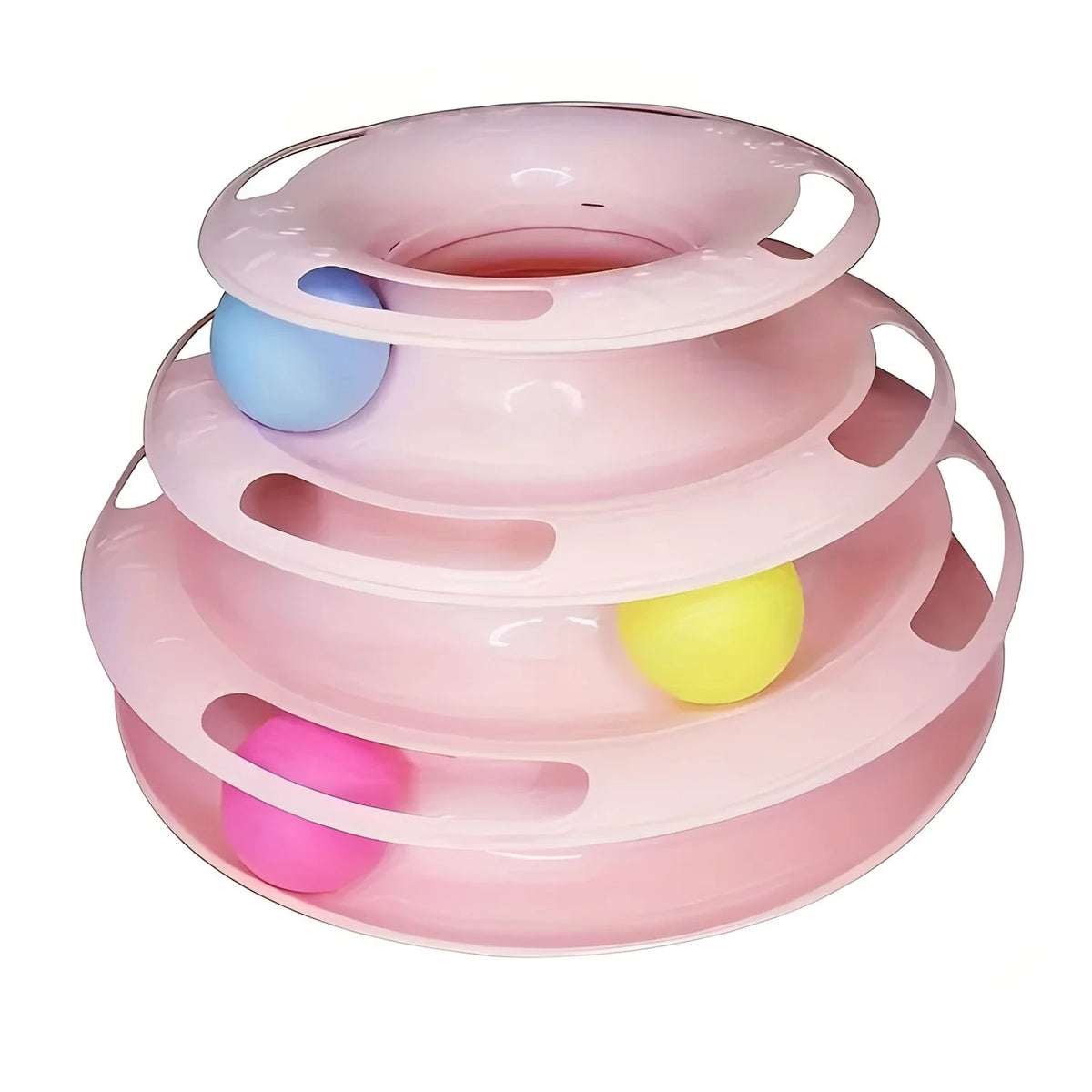 Interactive Cat Toy 3-Tier Ball Track & Non-Slip Base