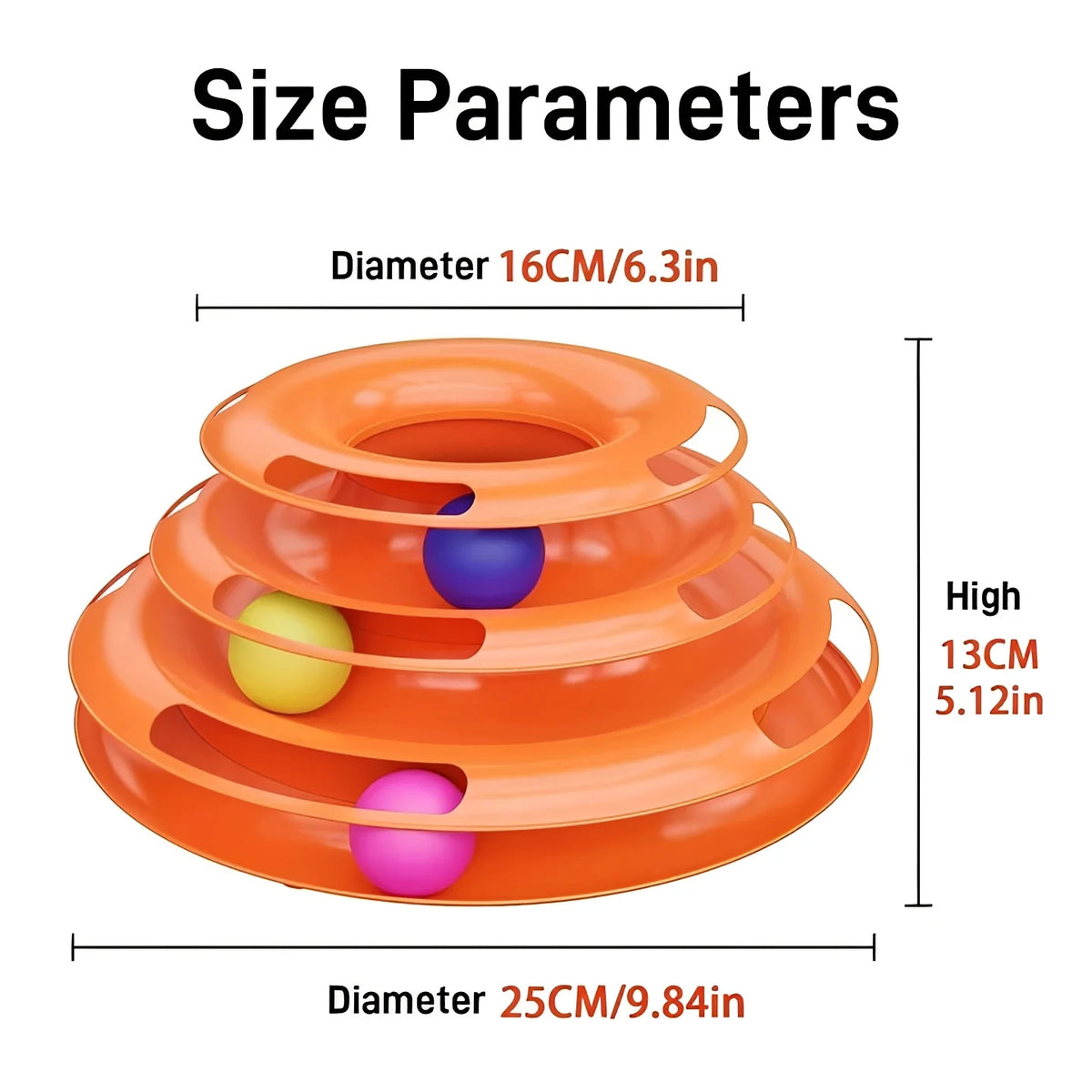 Interactive Cat Toy 3-Tier Ball Track & Non-Slip Base