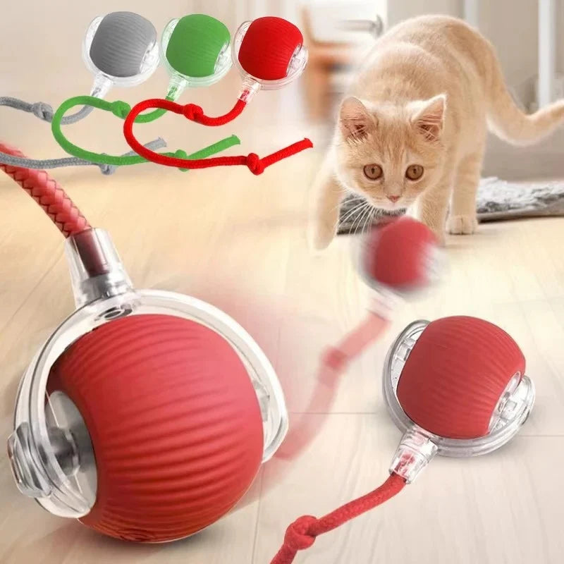 Interactive Cat Toy Automatic Rolling Faux Fur Tail