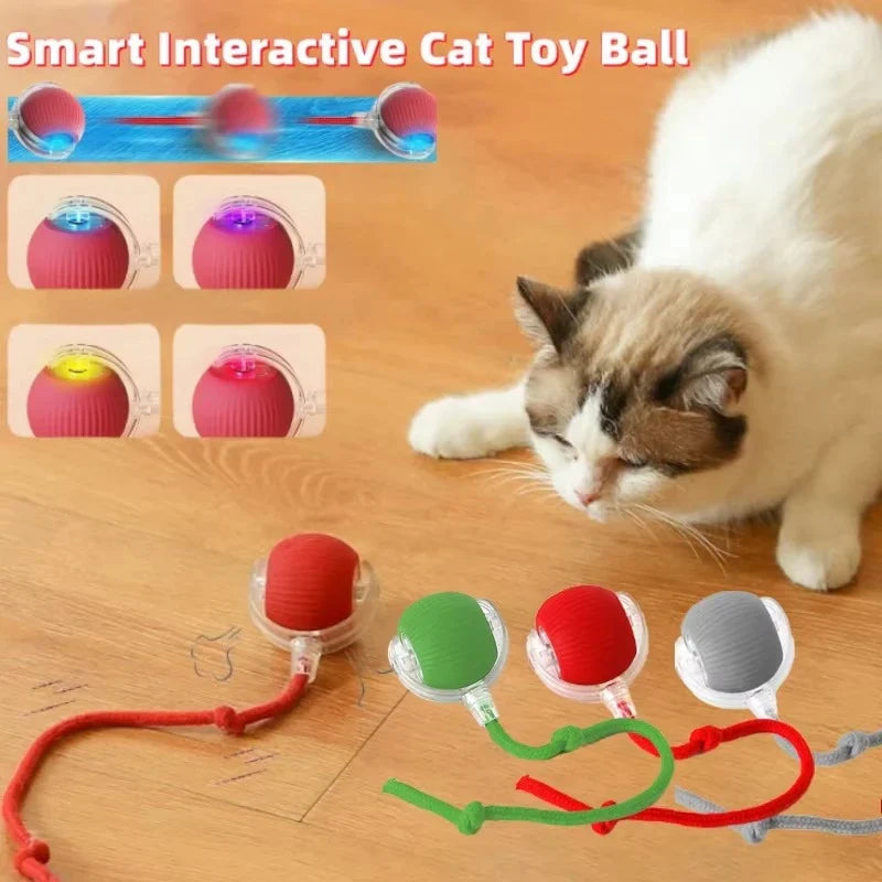 Interactive Cat Toy Automatic Rolling Faux Fur Tail
