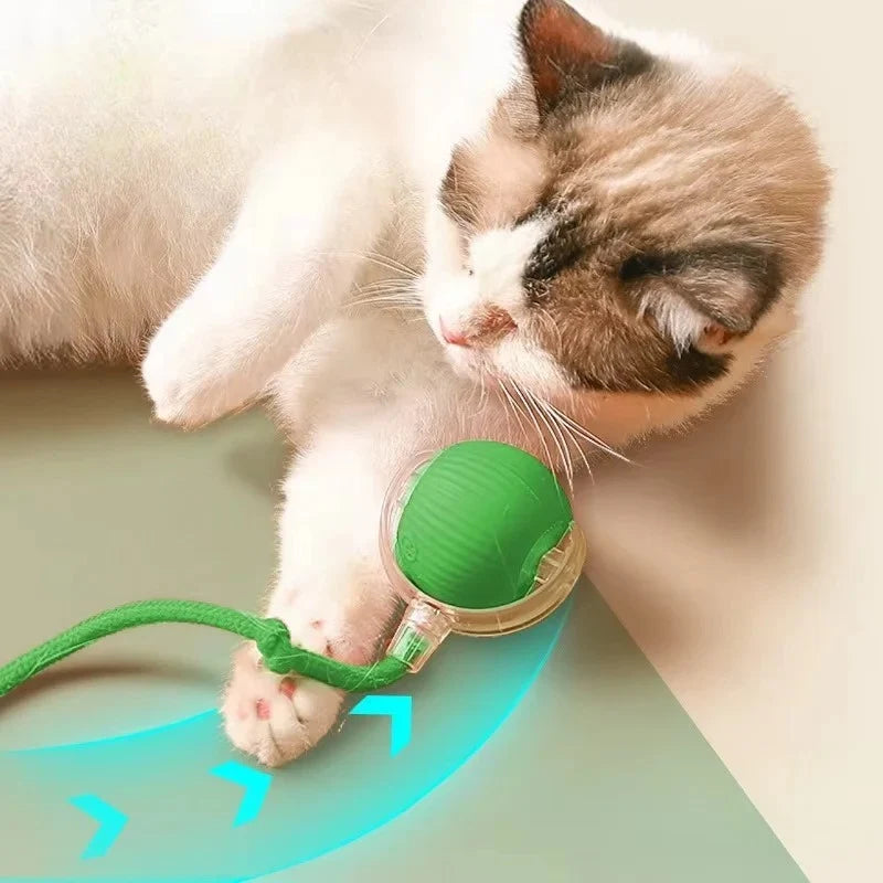 Interactive Cat Toy Automatic Rolling Faux Fur Tail