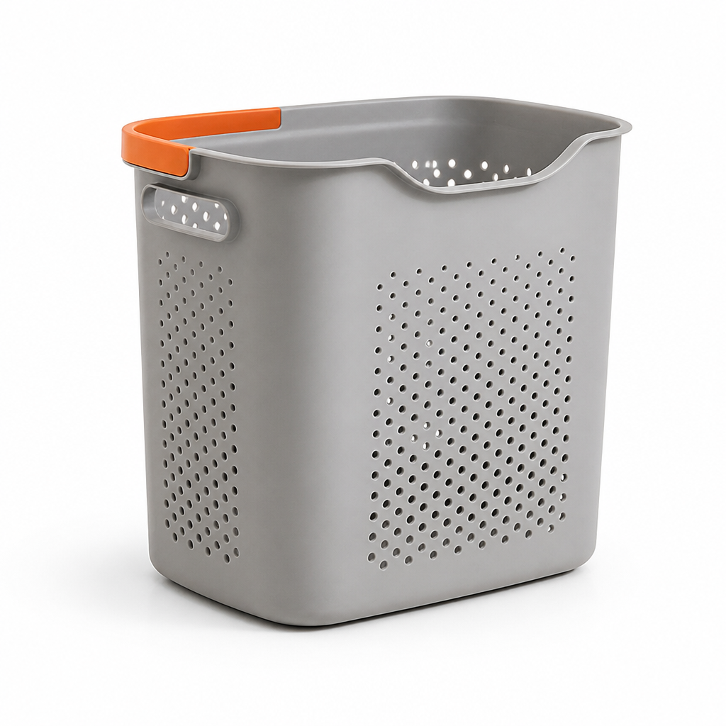 Japanese Style Laundry Basket With Cutout Handles (Perforated Sides)
