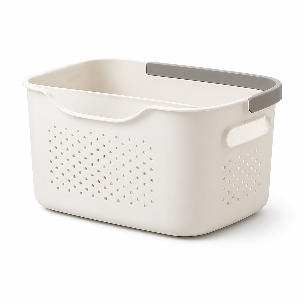 Japanese Style Laundry Basket With Cutout Handles (Perforated Sides)