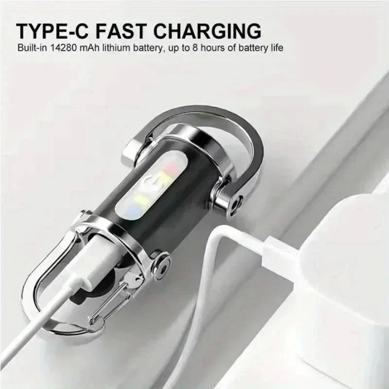 Keychain Flashlight Rechargeable COB & LED 8-Hour