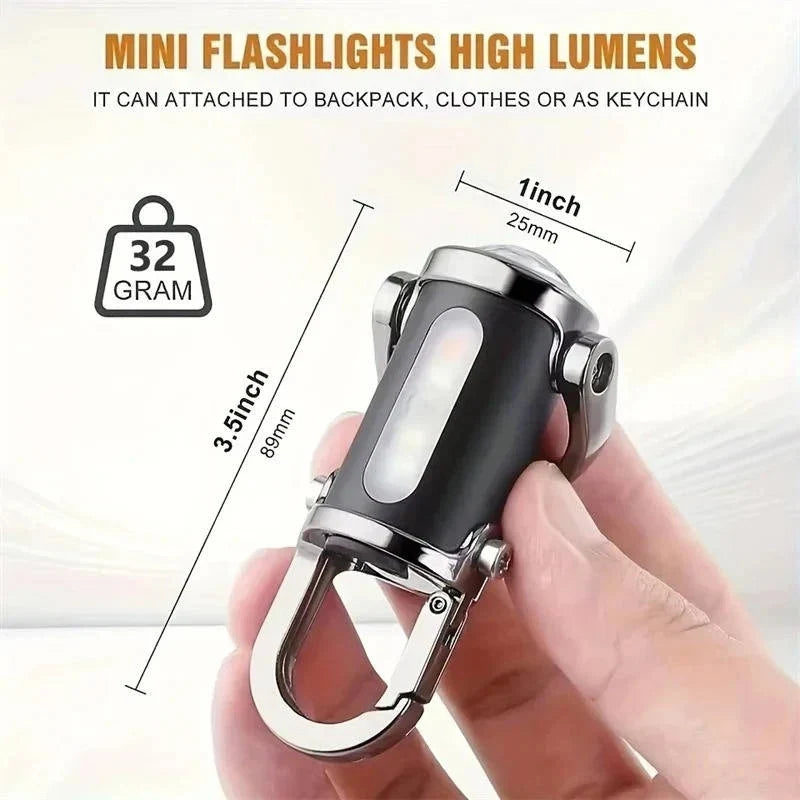Keychain Flashlight Rechargeable COB & LED 8-Hour