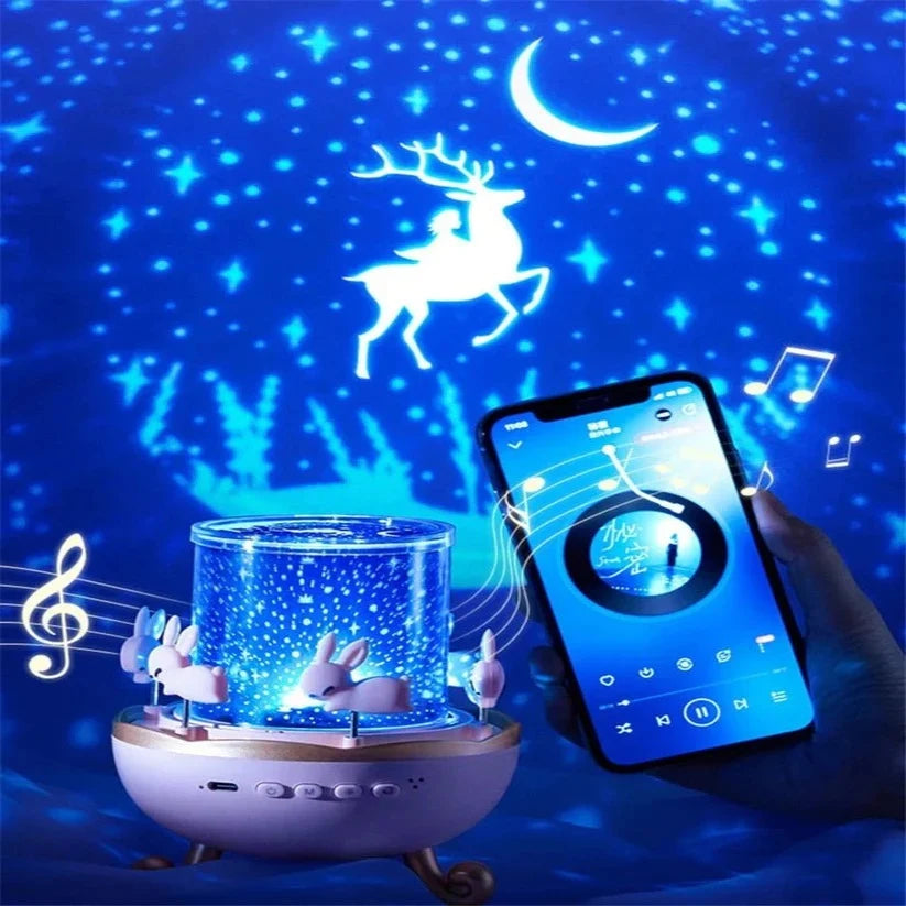 Kids Night Projector Rotating 12 Themes Rechargeable Wireless Speaker