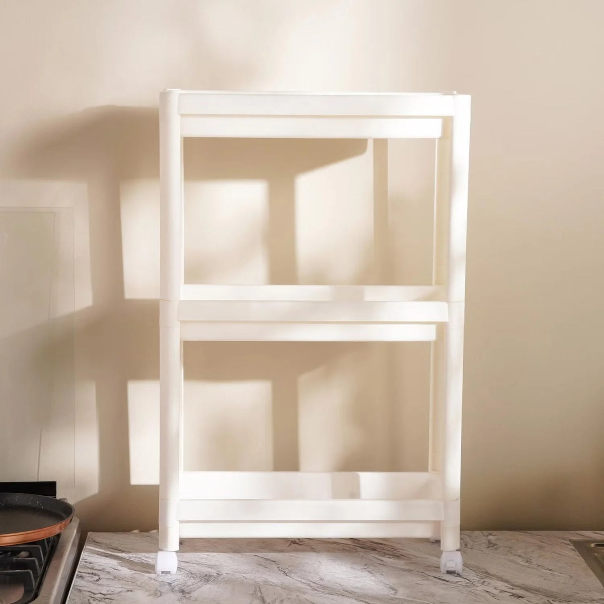 Kitchen Storage Rack 3-Tier Slim Smooth-Glide Wheels