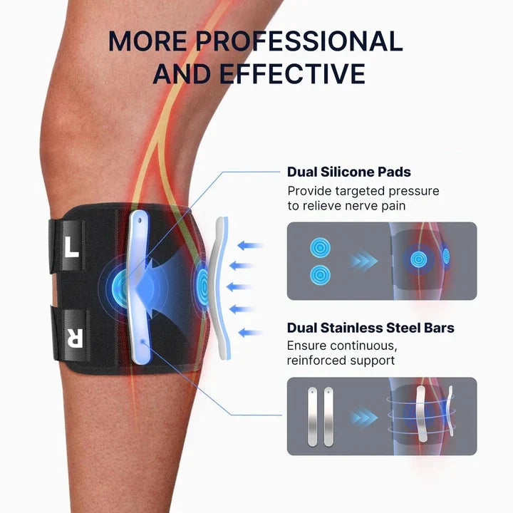 Knee Brace Adjustable Buckle Straps & Dual Silicone Pads