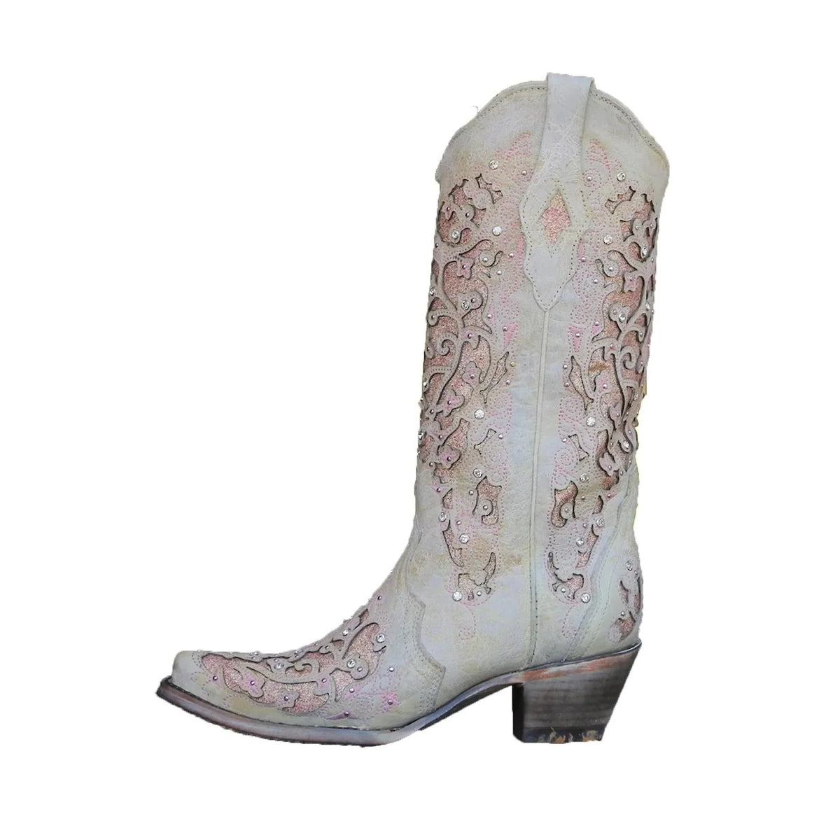 Knee-High Boots Sequined Embroidered Pointed Toe & Block Heel