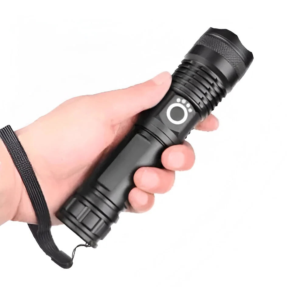 LED Flashlight 90,000 Lumens Adjustable Zoom USB Rechargeable