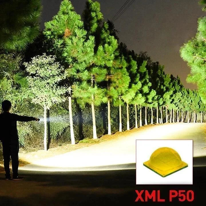 LED Flashlight 90,000 Lumens Adjustable Zoom USB Rechargeable