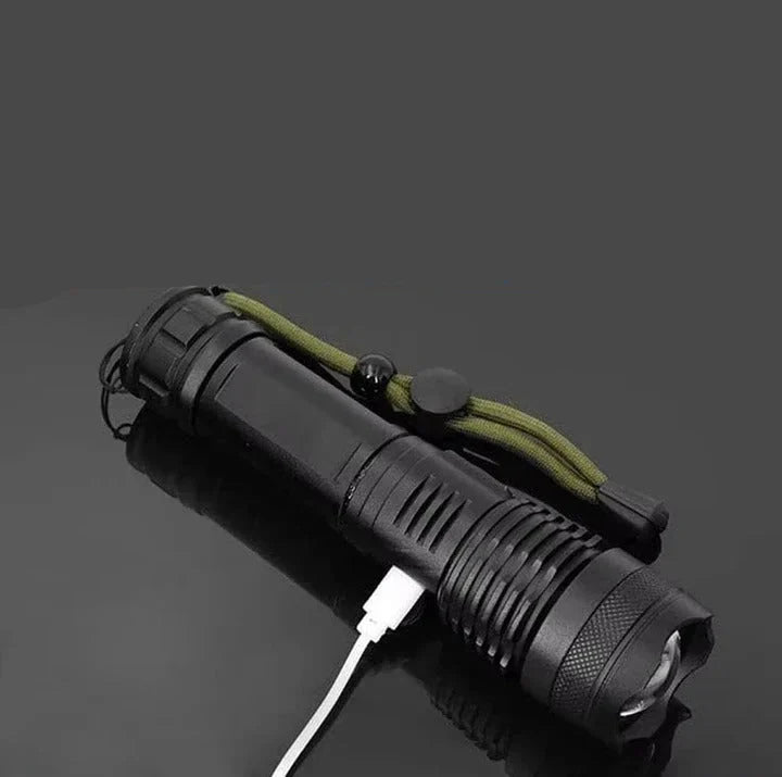 LED Flashlight Zoomable Beam USB Rechargeable Water-Resistant