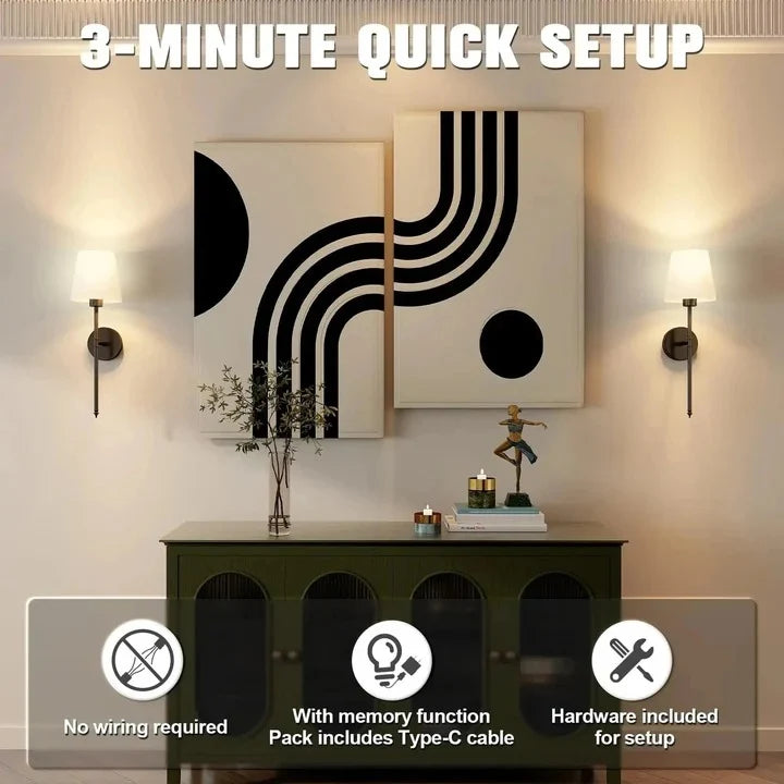 LED Wall Lamp Set Rechargeable Remote & Touch