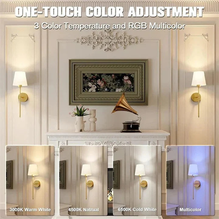 LED Wall Lamp Set Rechargeable Remote & Touch