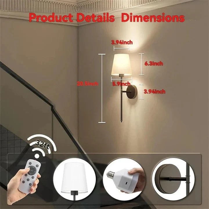 LED Wall Lamp Set Rechargeable Remote & Touch