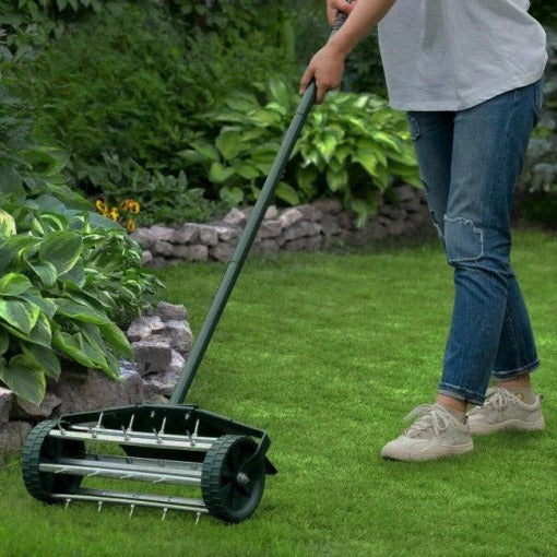 Lawn Aerator 18 Inch Steel Spike Roller Ergonomic Handle