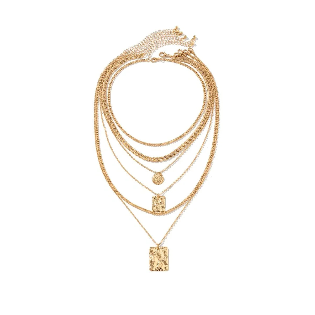 Layered Choker Necklace Set Six-Piece Adjustable Gold & Silver
