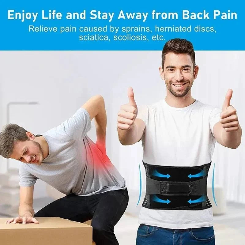 Lumbar Support Belt Dual Adjustable Straps Memory Stays