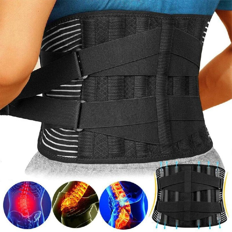Lumbar Support Belt Dual Adjustable Straps Memory Stays