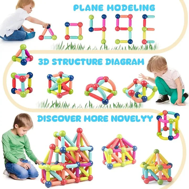 Magnetic Building Blocks Set Of 98 Rods & Spheres