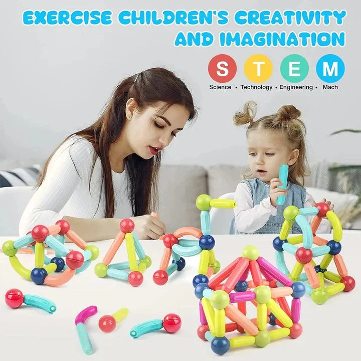 Magnetic Building Blocks Set Of 98 Rods & Spheres