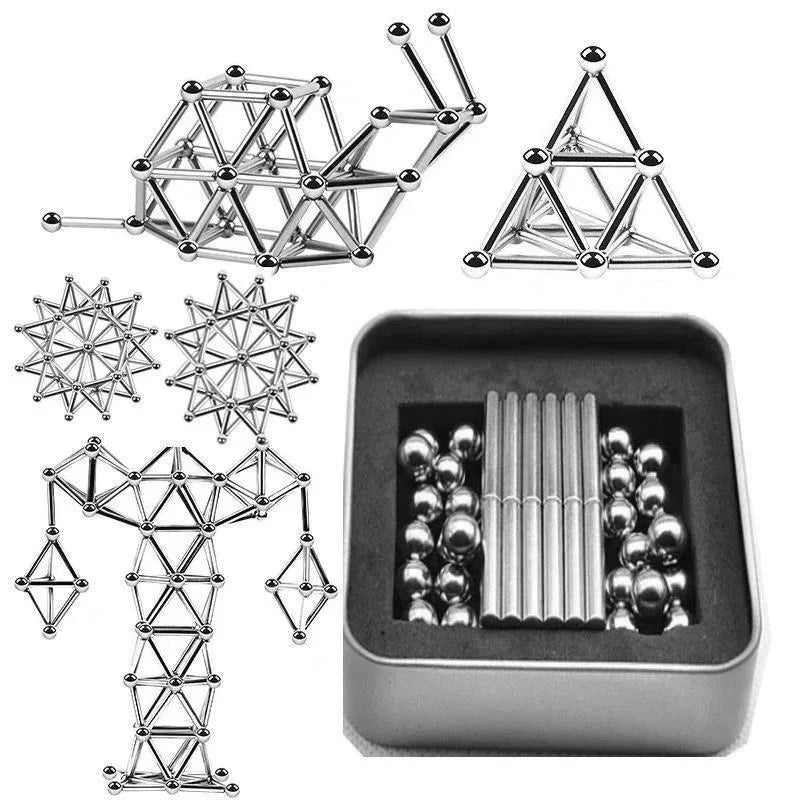 Magnetic Building Set Unlimited-Angle Connections & Strong Magnets 63-Piece
