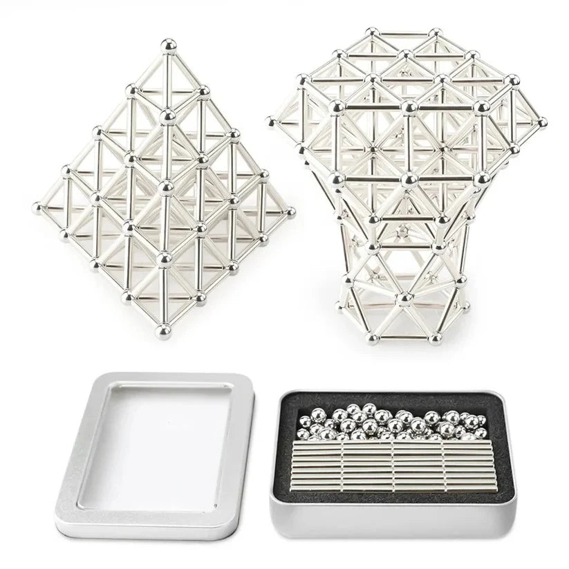Magnetic Building Set Unlimited-Angle Connections & Strong Magnets 63-Piece