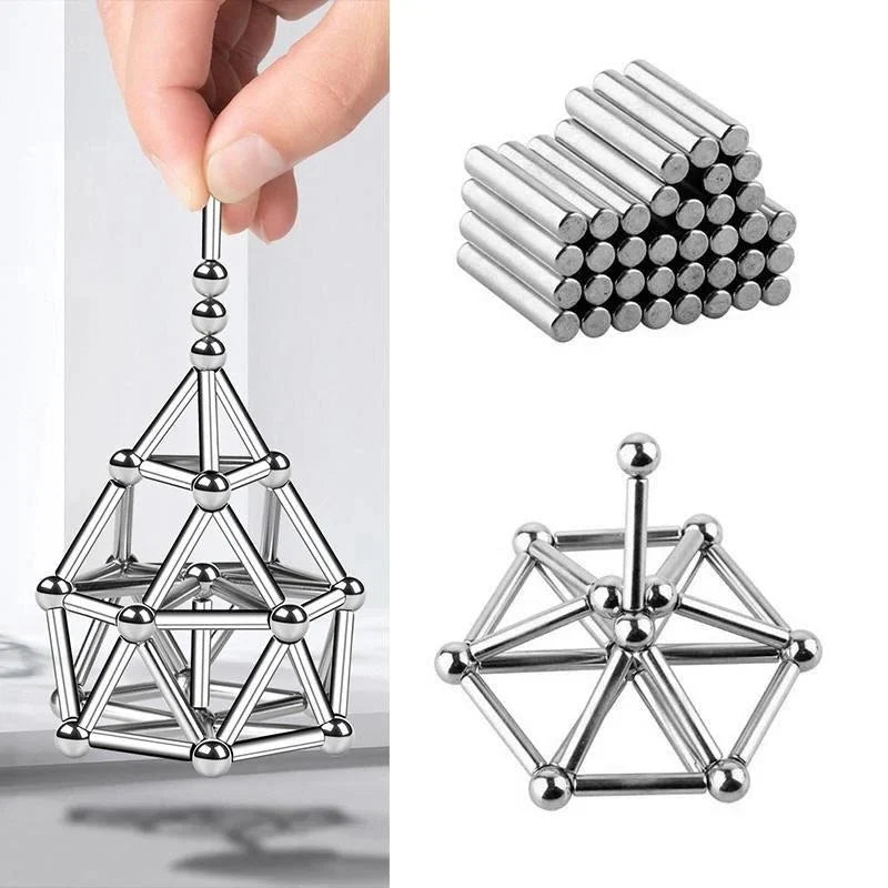 Magnetic Building Set Unlimited-Angle Connections & Strong Magnets 63-Piece
