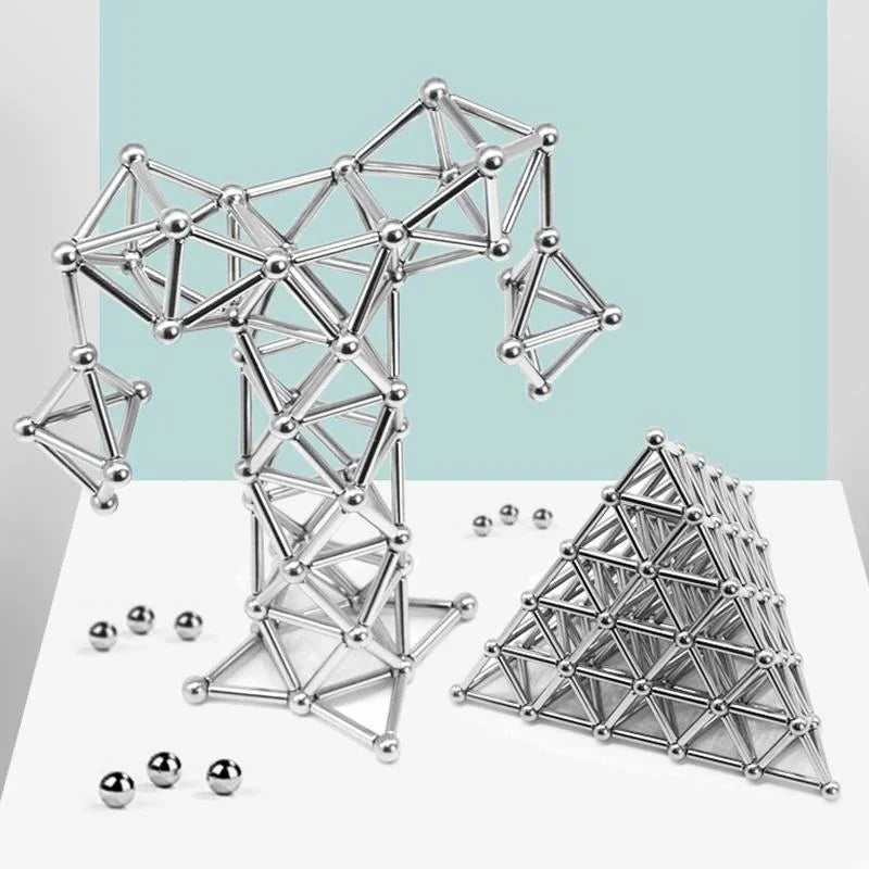 Magnetic Building Set Unlimited-Angle Connections & Strong Magnets 63-Piece