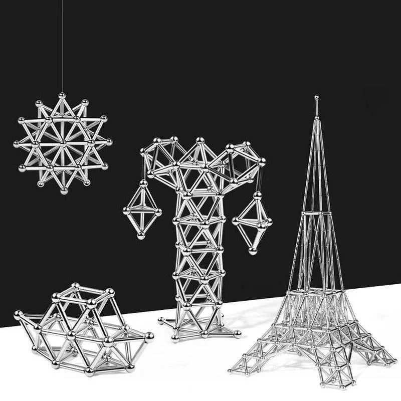 Magnetic Building Set Unlimited-Angle Connections & Strong Magnets 63-Piece