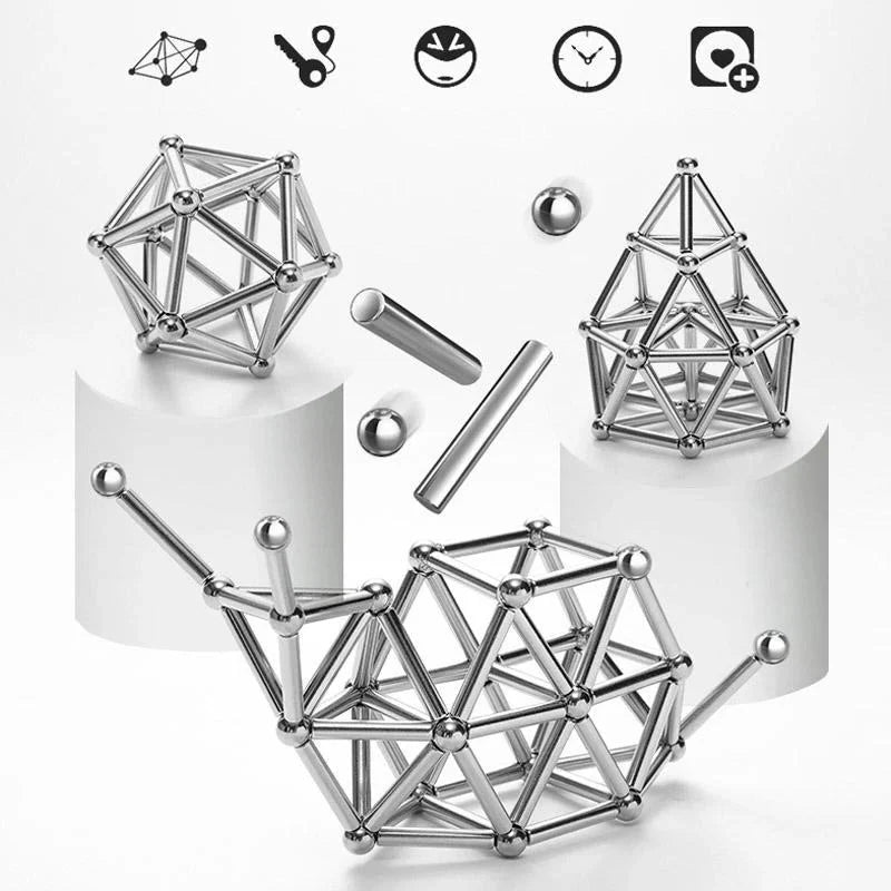 Magnetic Building Set Unlimited-Angle Connections & Strong Magnets 63-Piece